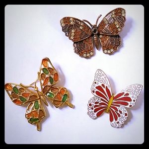 Three Butterfly Brooches